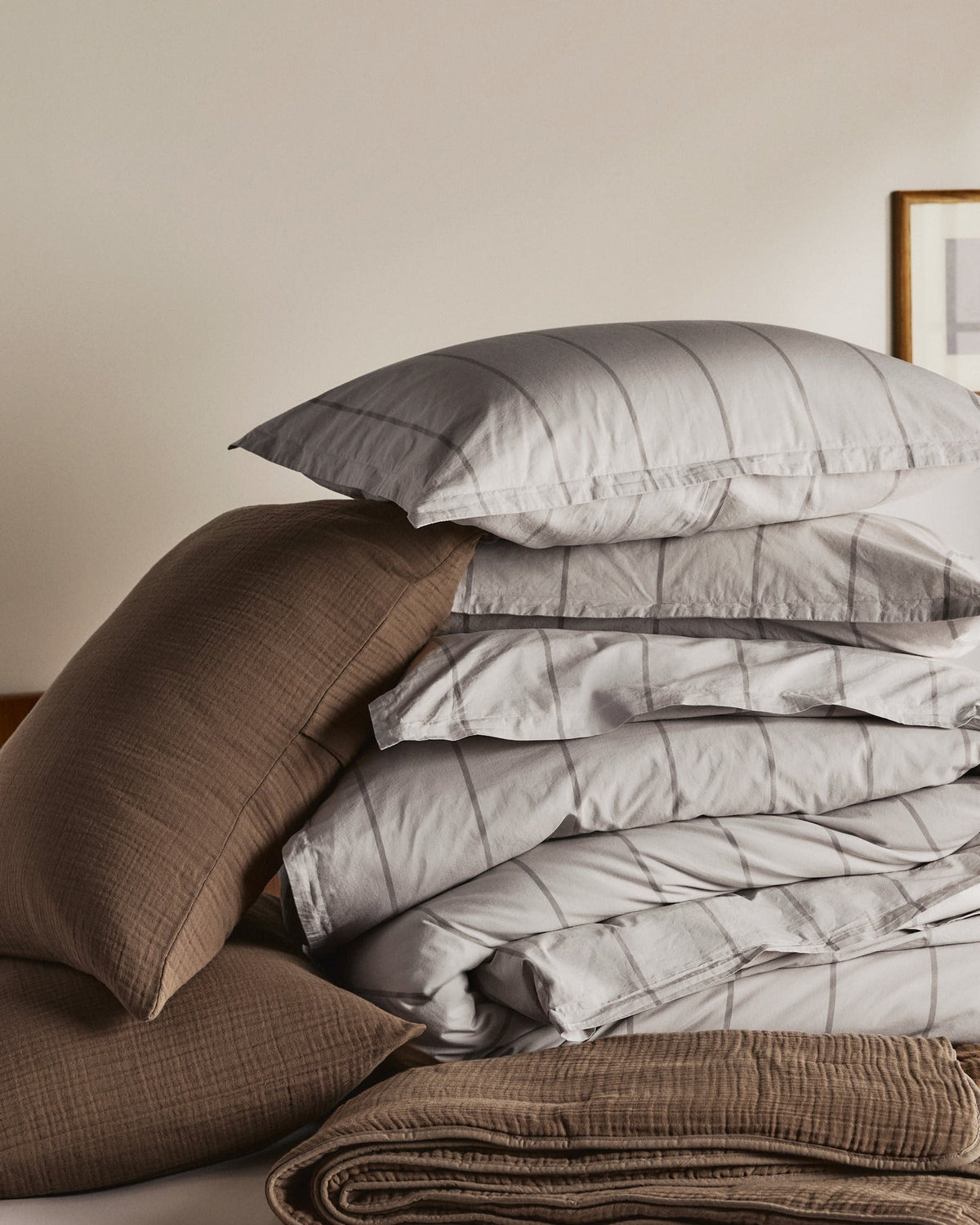 Percale Duvet Cover Set - Pebble Stripe TW/XL - Image 2