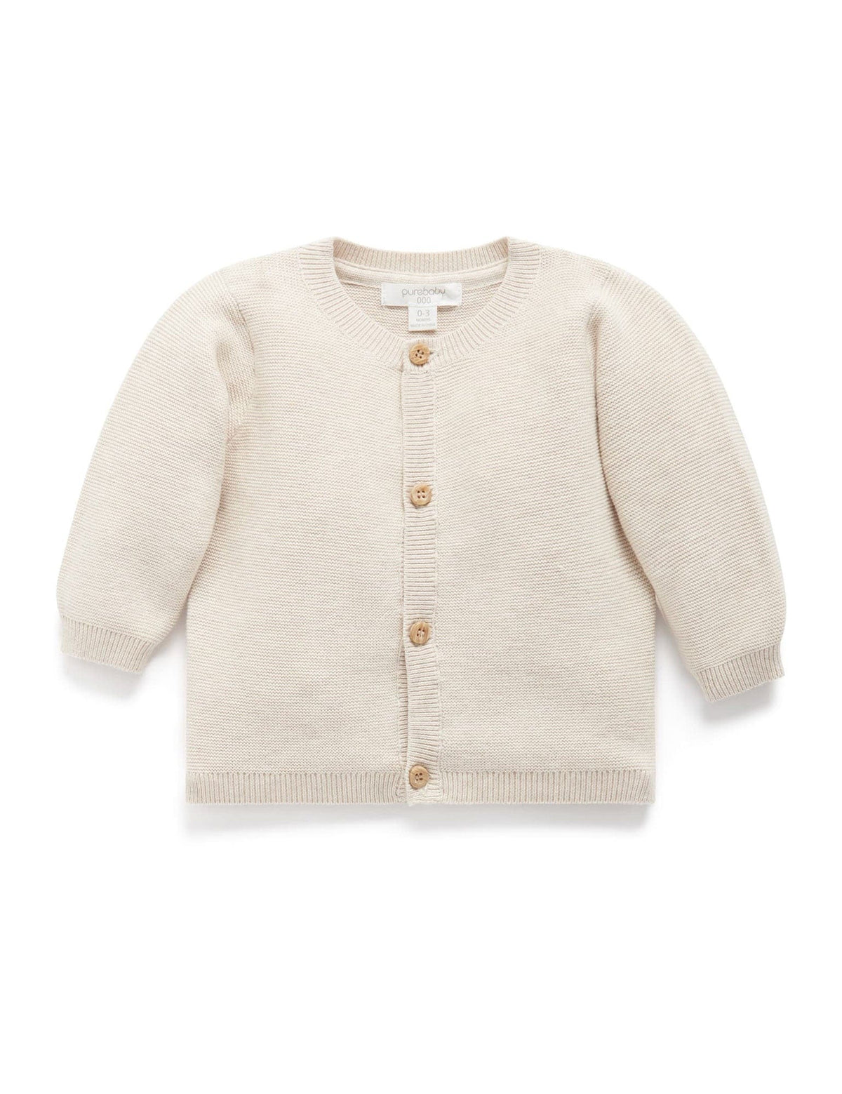 Purebaby Textured Cardigan - Wheat Melange, 3-6M