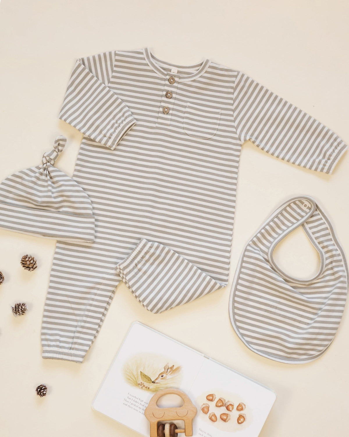 Quincy Mae Knotted Baby Hat - Laurel Stripe, OS - Image 3