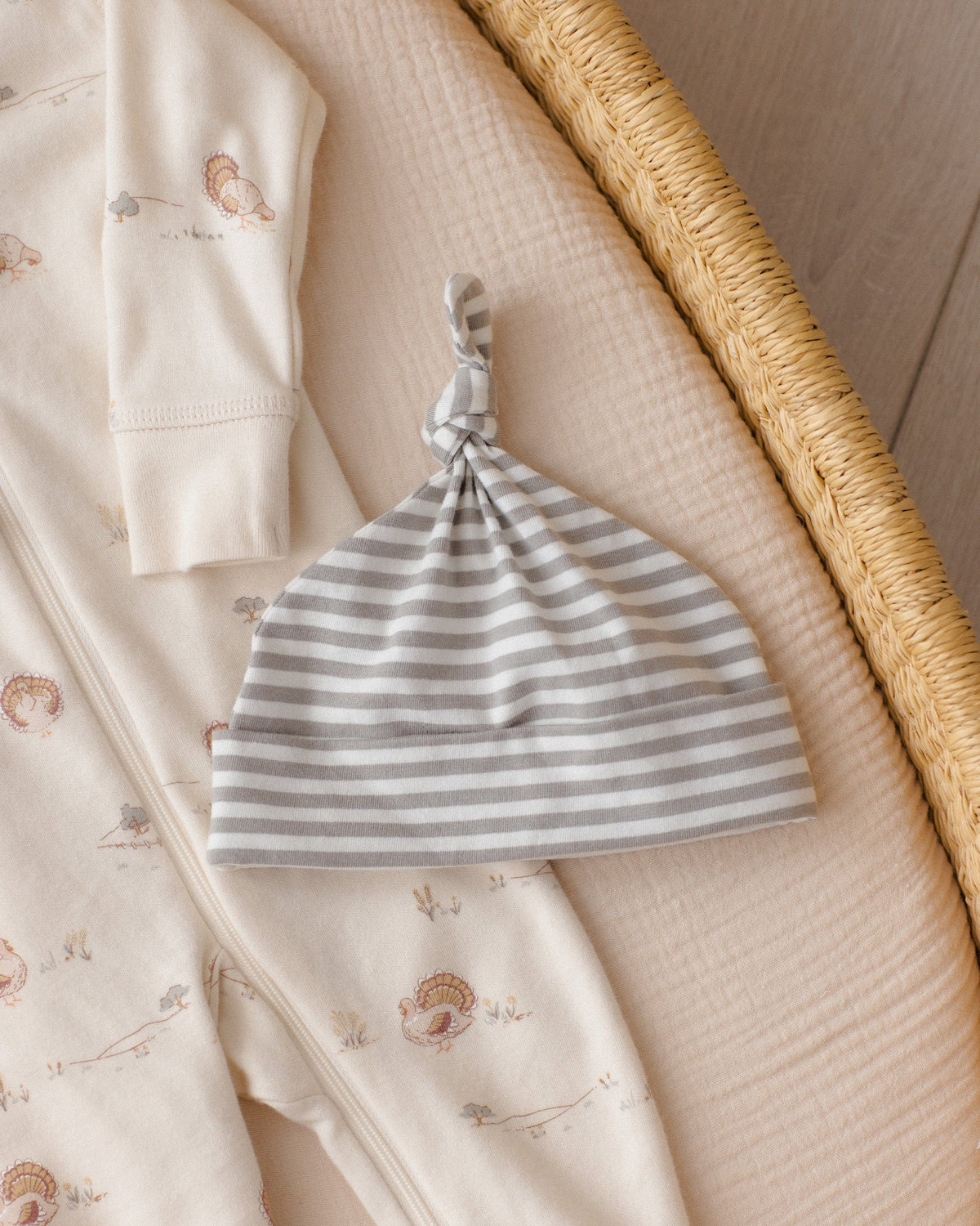 Quincy Mae Knotted Baby Hat - Laurel Stripe, OS - Image 2