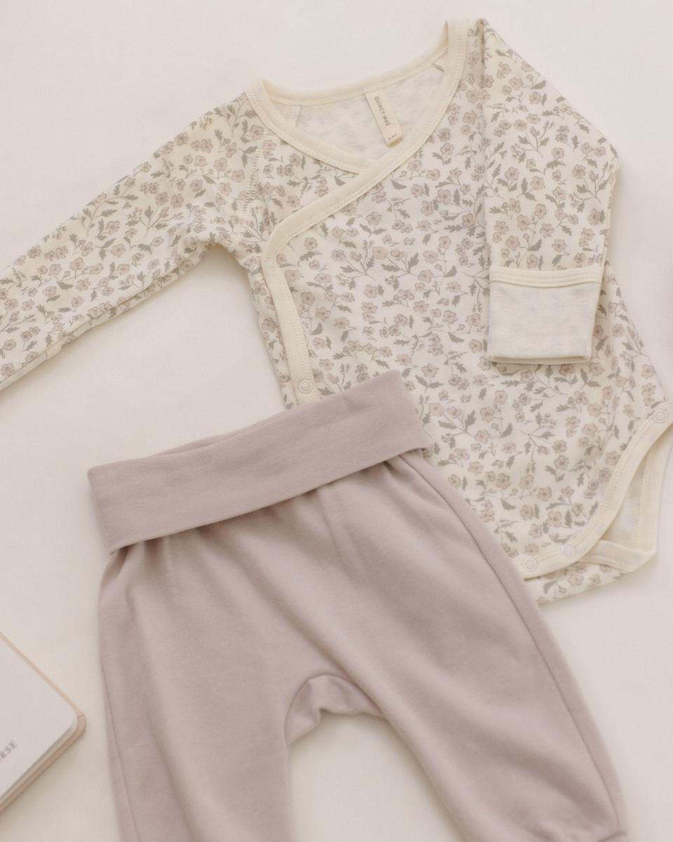 Quincy Mae Side Snap Bodysuit + Pant Set - Floret, NB - Image 8
