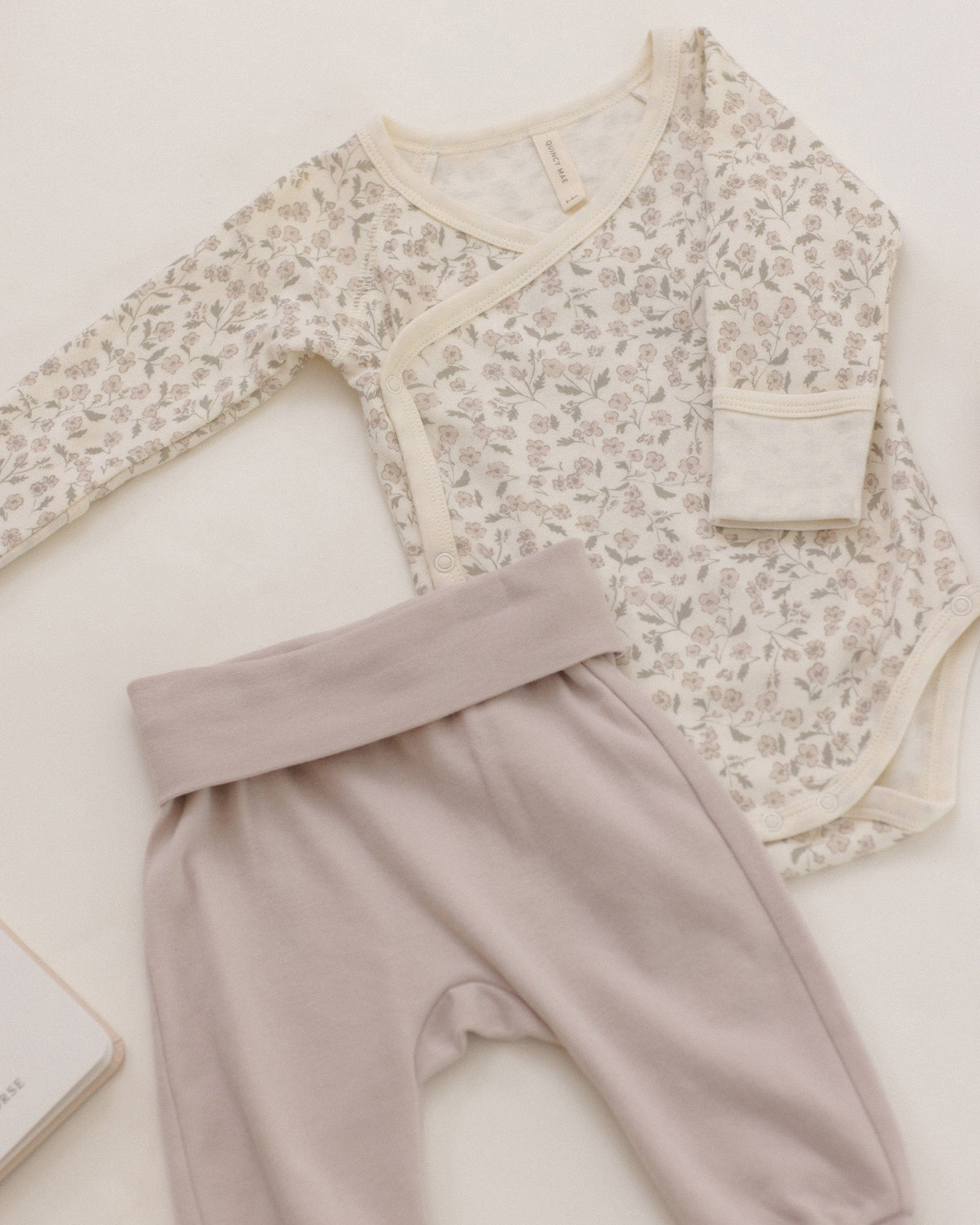Quincy Mae Side Snap Bodysuit + Pant Set - Floret, NB - Image 2