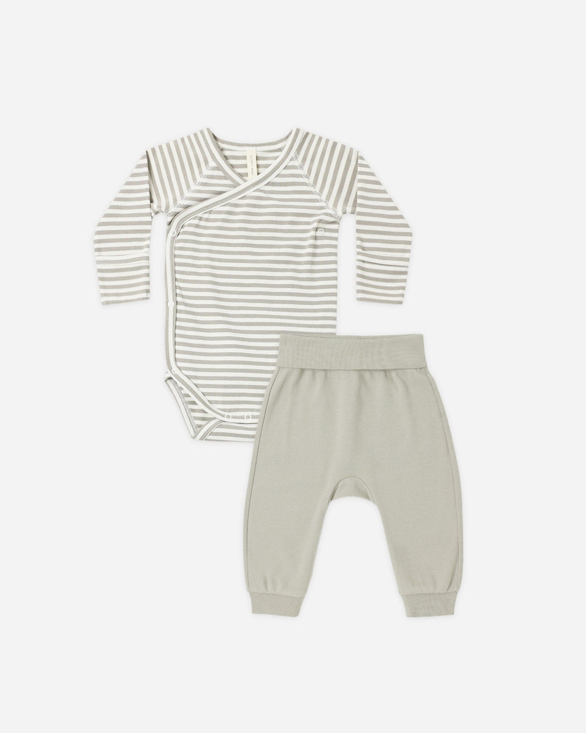 Quincy Mae Side Snap Bodysuit + Pant Set - Laurel Stripe, 0-3M