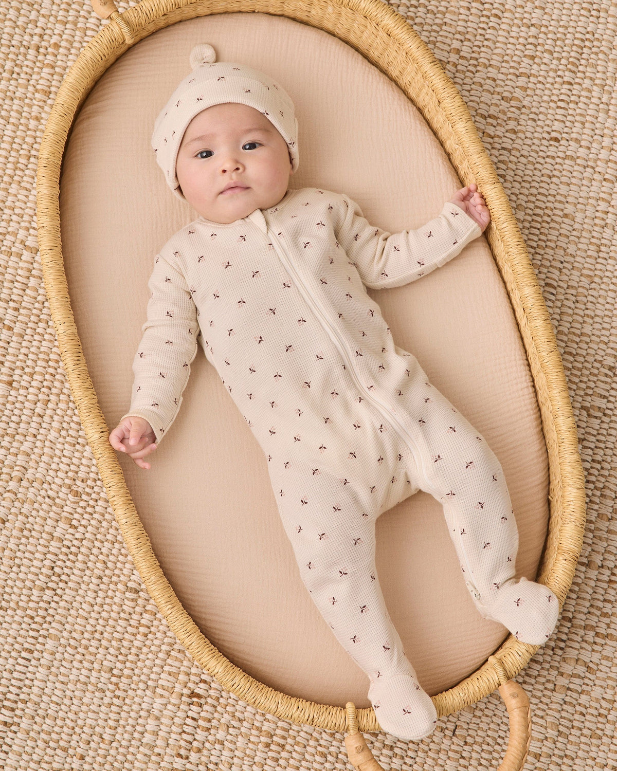 Quincy Mae Waffle Sleep Set - Fall Ditsy, 0-3M - Image 2