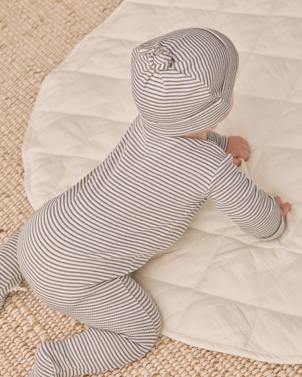 Quincy Mae Waffle Sleep Set - Midnight Microstripe, 3-6M - Image 5