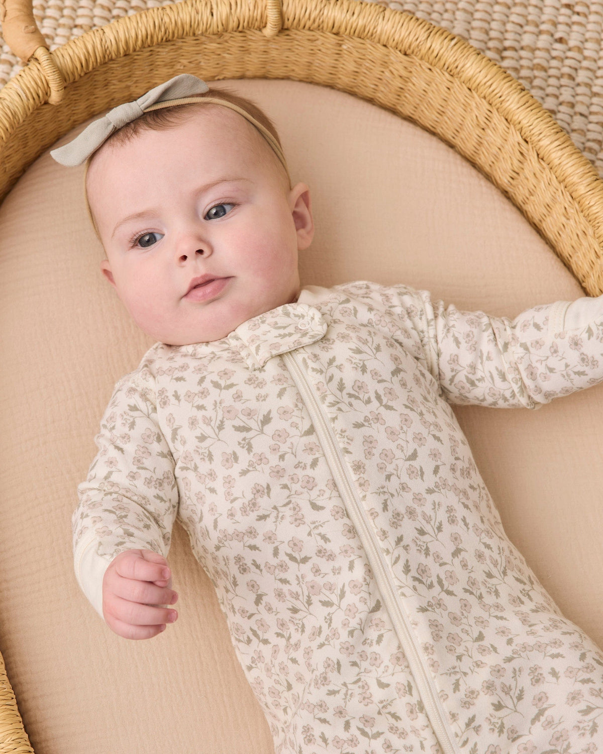 Quincy Mae Zip Long Sleeve Sleeper Footie - Floret, 3-6M - Image 4