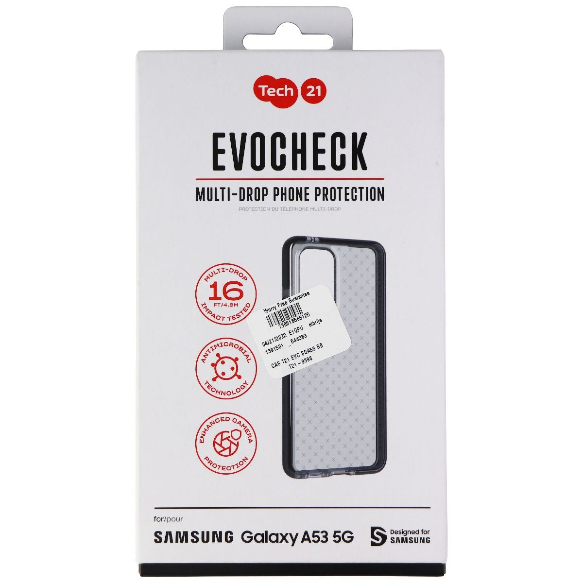 Tech21 Evo Check Series Flexible Gel Case for Samsung Galaxy A53 5G - Black - New - Image 4