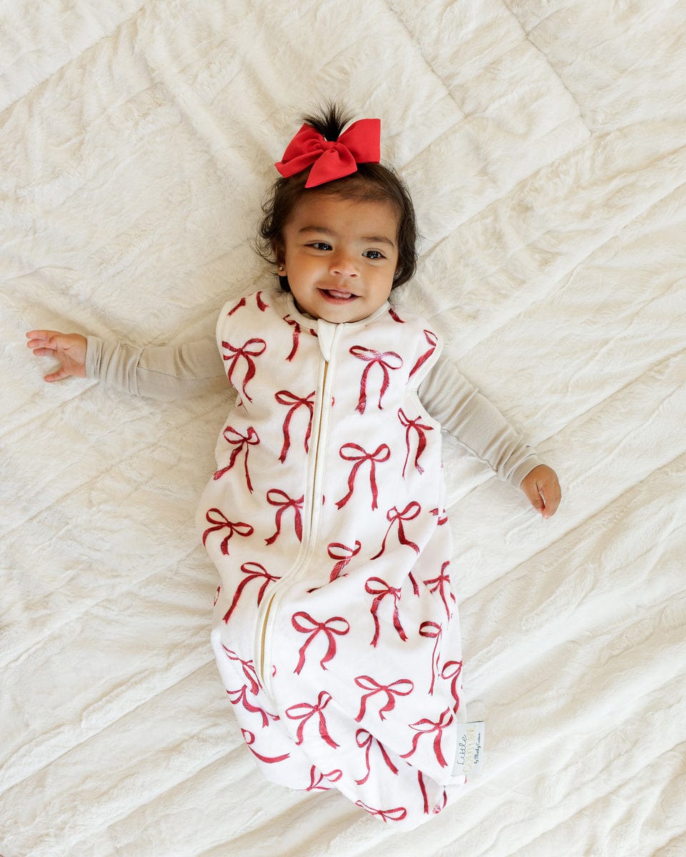 Red Ribbon Bows Wearable Minky Blanket - Image 2