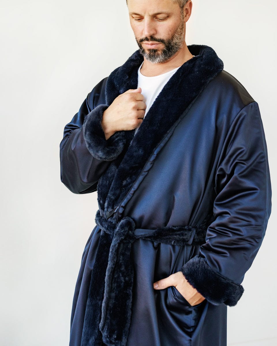 Satin Navy Robe - Image 2