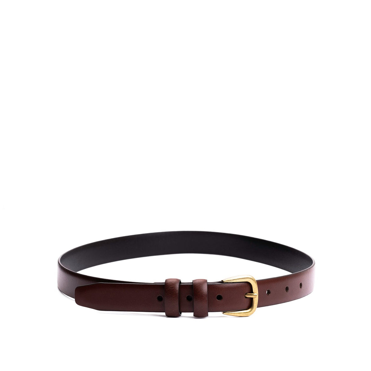 Women's Slim Double Loop Leather Belt - Pecan