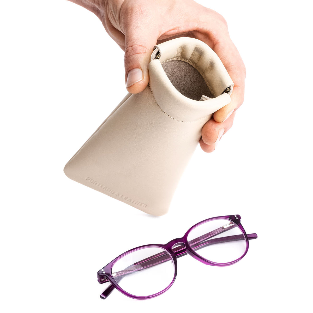 Squeeze Eyeglass Case - Bone