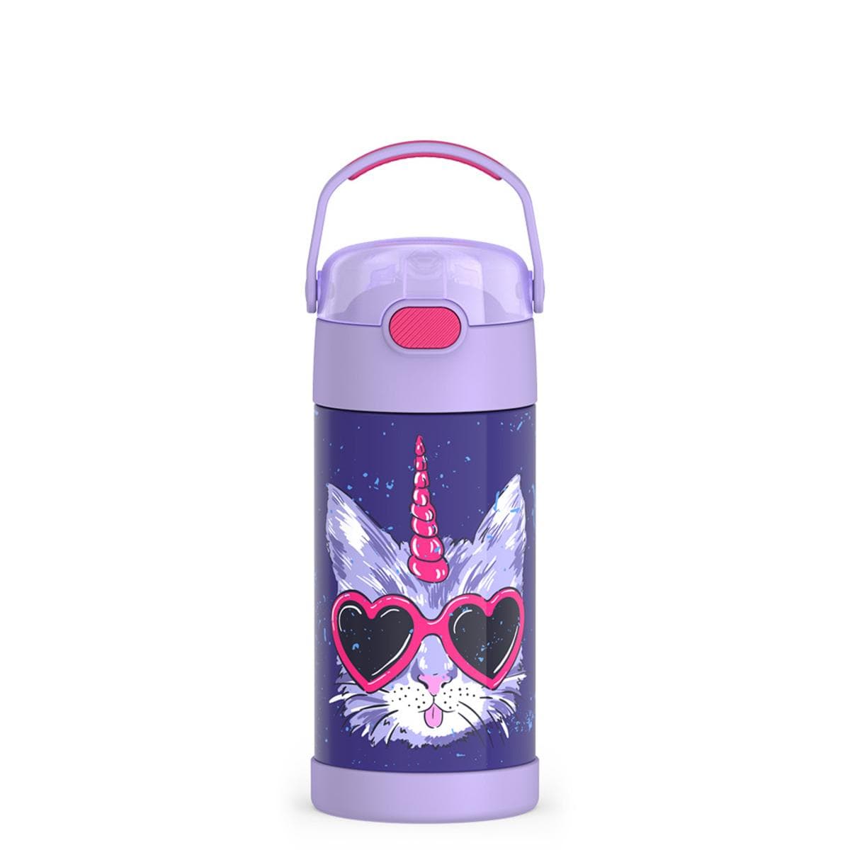 Thermos FUNtainer Vacuum Insulated Stainless Steel Straw Water Bottle 12oz - Cool Caticorns - Image 2