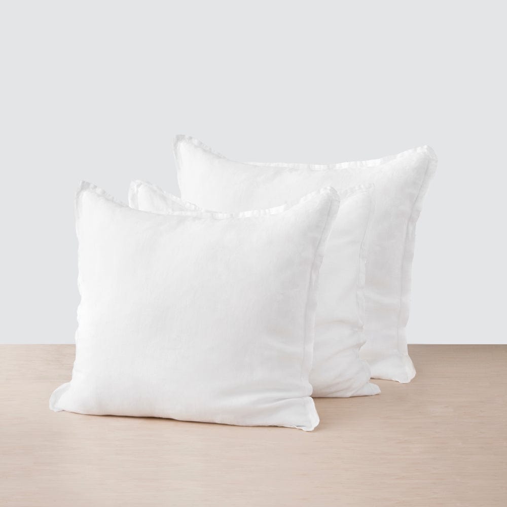 Stonewashed Linen Euro Shams - White / Set of 3