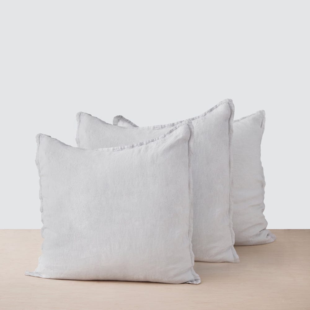 Stonewashed Linen Euro Shams - Light Grey / Set of 3