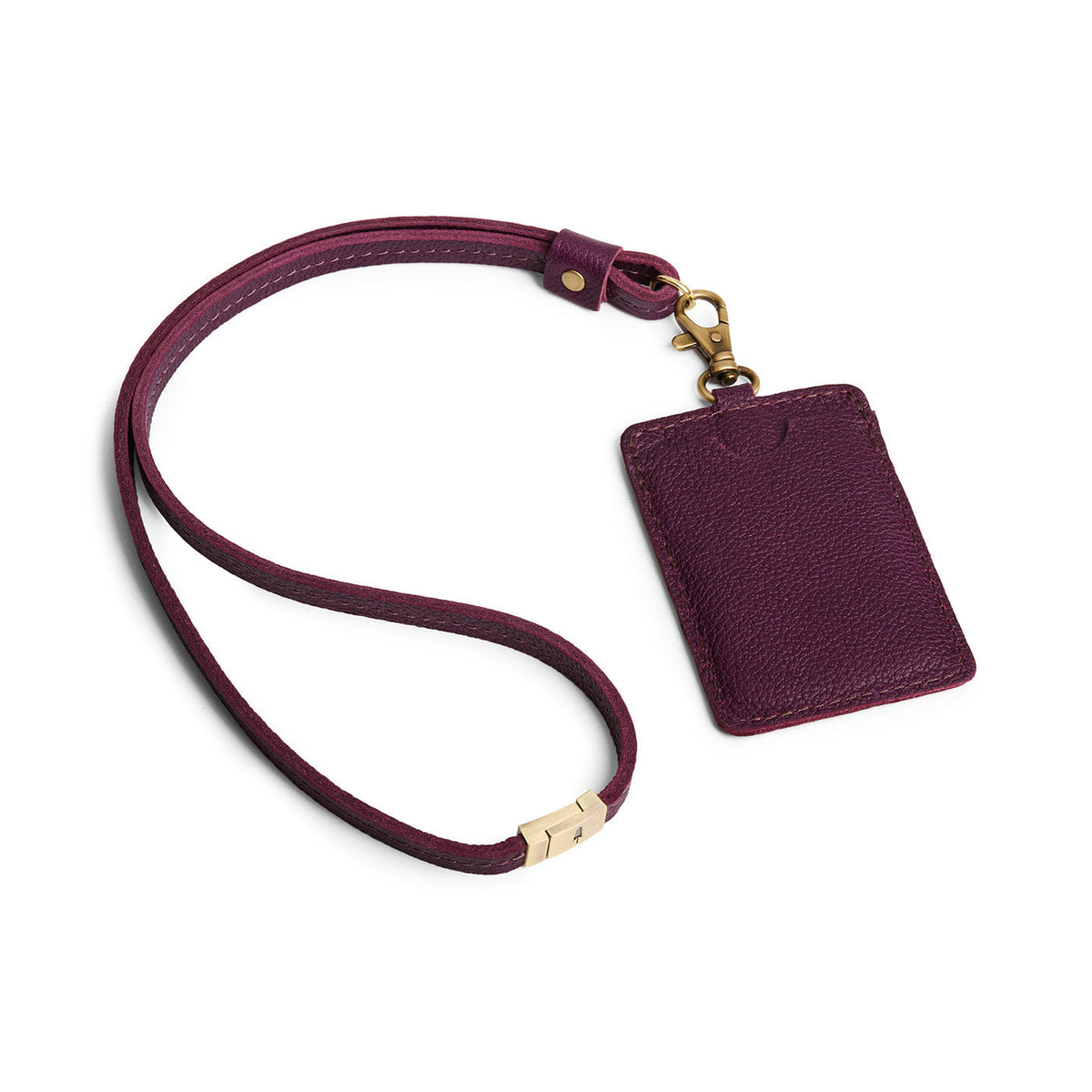 Vertical Lanyard Card Holder - Plum