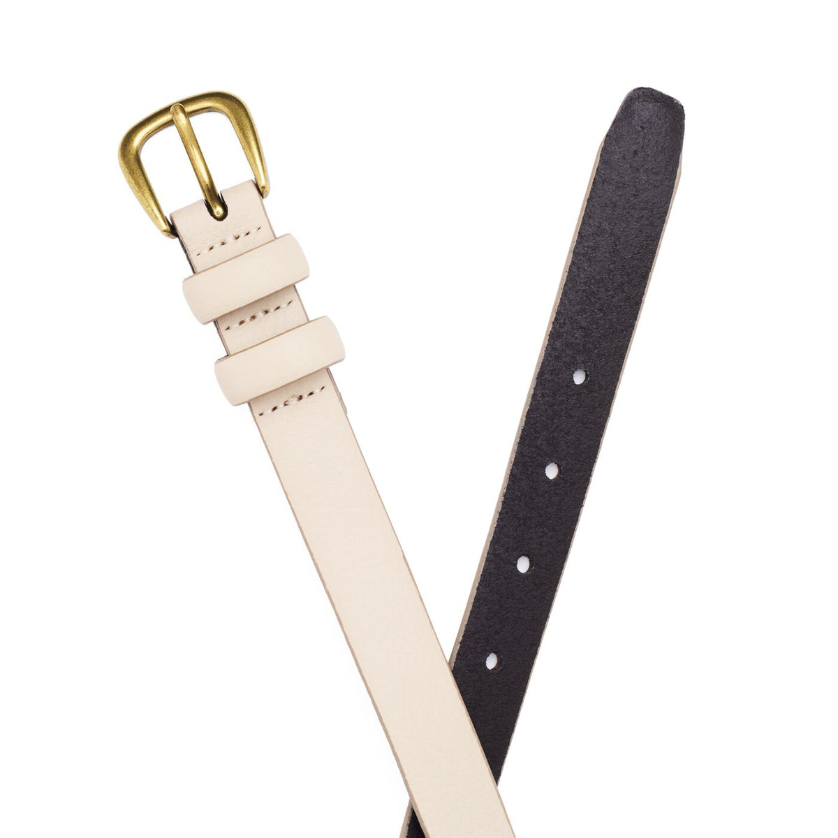 Women's Slim Double Loop Leather Belt - Image 8